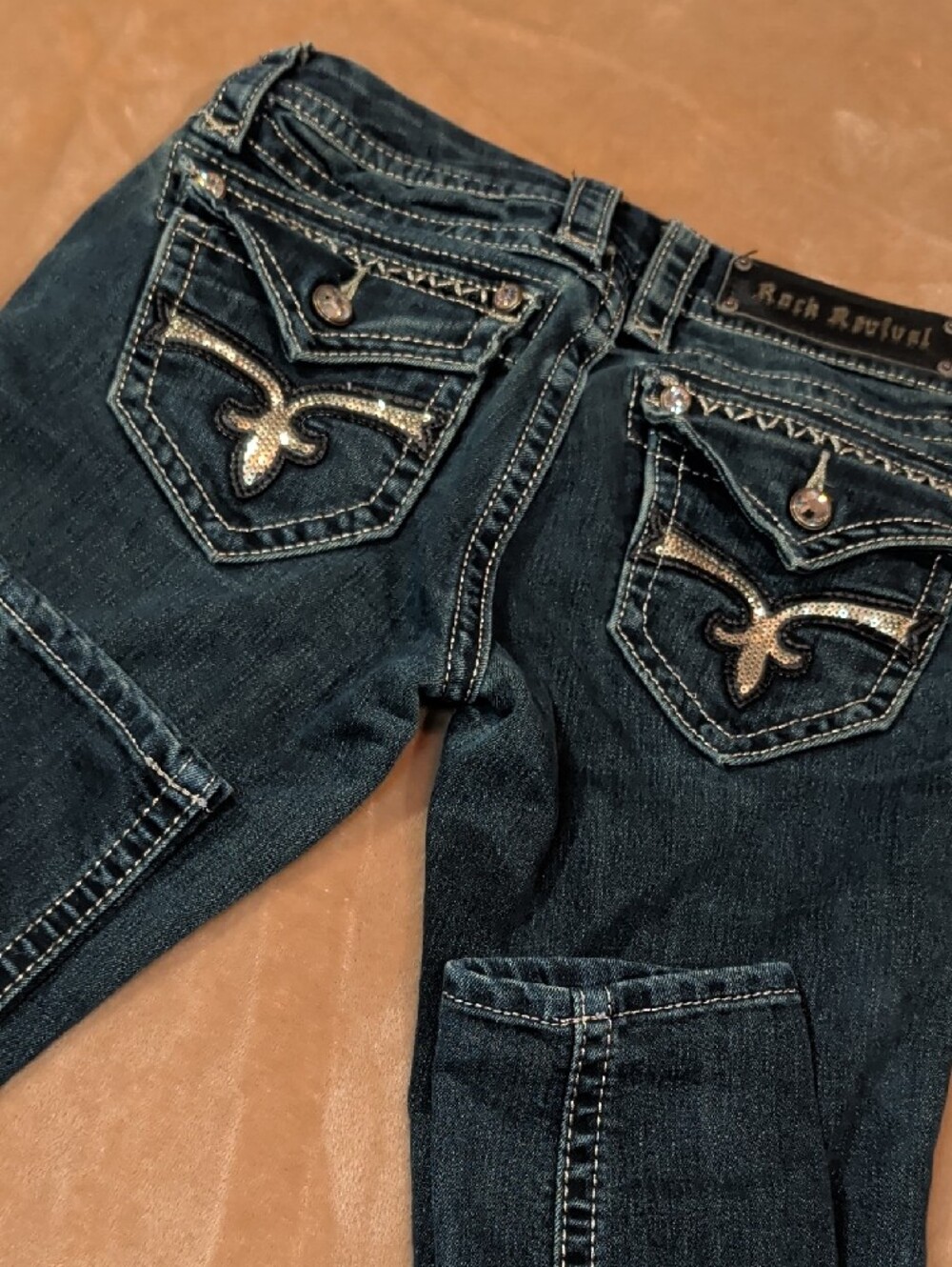 Rock Revival Women's Skinny Jeans in Dark Blue Wash